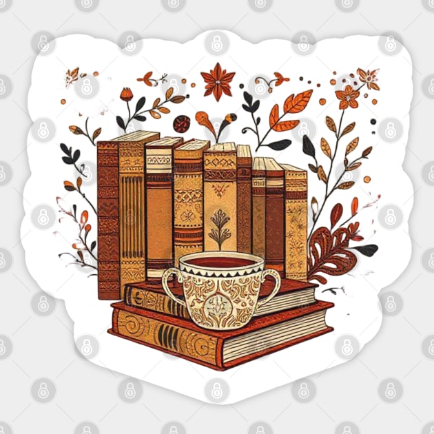 Vintage Books & Espresso Vibes Sticker by SR8891